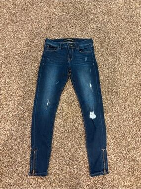 Express Women's Dark Blue Skinny Jeans with Ankle Zippers
